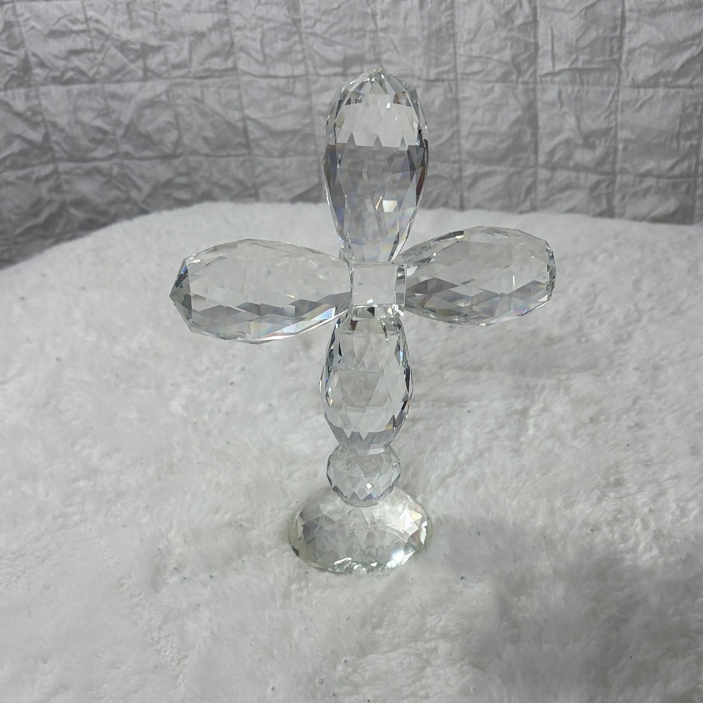 Crystal Faceted Cross Figurine - Clear